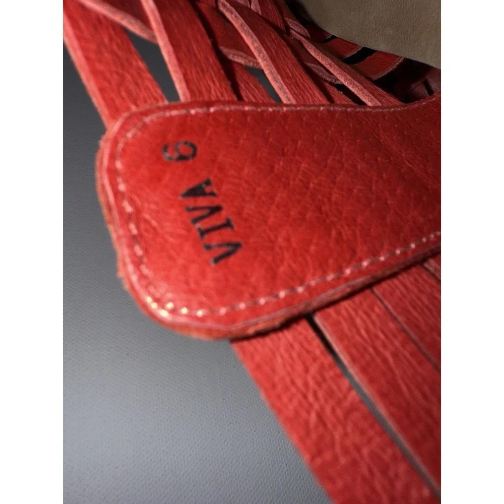 Chocolat Blu Viva G Women Red‎ Leather Weave Huarache Sandals Comfort Italy Sz 6